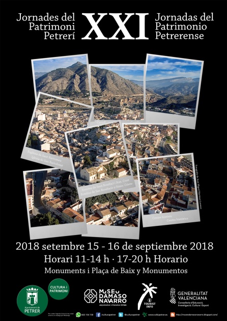 Patrimonio cultural Petrer: Petrer celebra las XXI Jornadas de Puertas Abiertas del Patrimonio Petrerense durante los días 15 y 16 de septiembre Patrimonio cultural Petrer: Petrer celebra las XXI Jornadas de Puertas Abiertas del Patrimonio Petrerense durante los días 15 y 16 de septiembre