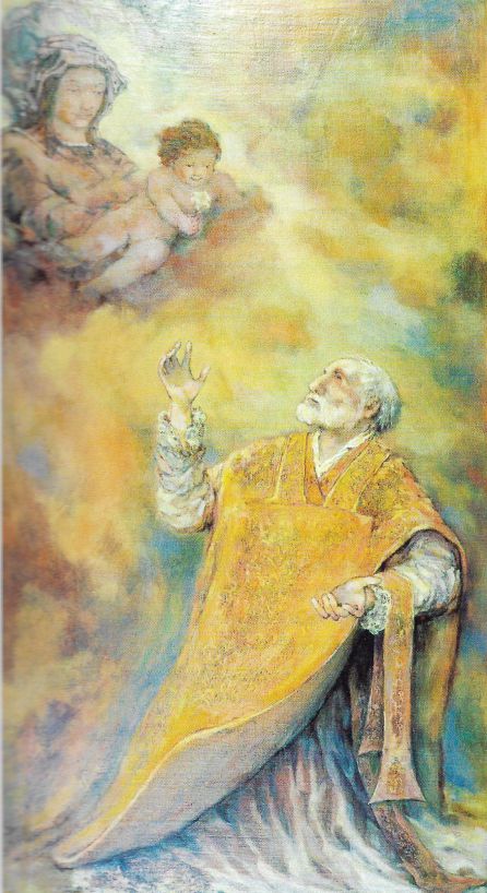 Óleo sobre tabla del retablo de San Felipe Neri de Cuenca, obra de Luis Roibal de 1999. Óleo sobre tabla del retablo de San Felipe Neri de Cuenca, obra de Luis Roibal de 1999.