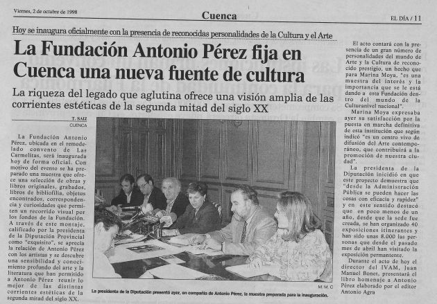 Noticia de la previa de la inauguración publicada en 'El Día de Cuenca' el 2 de octubre de 1998. Noticia de la previa de la inauguración publicada en 'El Día de Cuenca' el 2 de octubre de 1998.