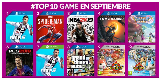 Los juegos más vendidos de septiembre de 2018 Los juegos más vendidos de septiembre de 2018