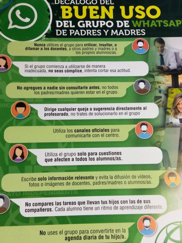 Cartel de la campaña del sindicato de profesores ANPE sobre el buen uso de los grupos de WhatsApp de padres y madres de alumnos Cartel de la campaña del sindicato de profesores ANPE sobre el buen uso de los grupos de WhatsApp de padres y madres de alumnos