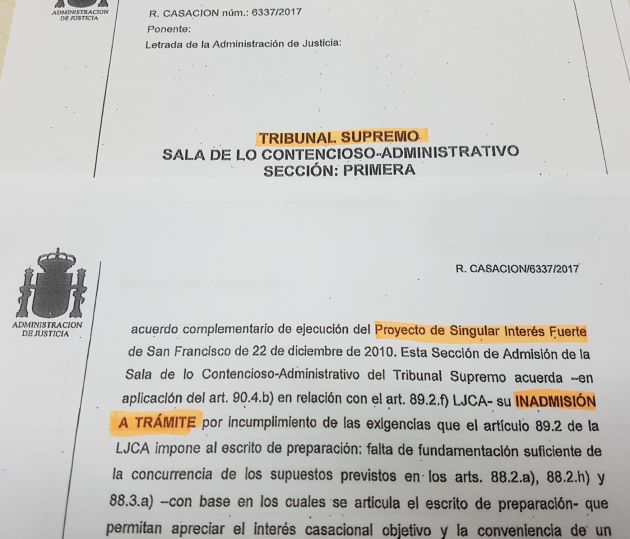 El Tribunal Supremo no admite el recurso de la Junta de Castilla la Mancha contra la sentencia que le obliga a rehabilitar las naves del Fuerte San Francisco: El Tribunal Supremo no admite el recurso de la Junta de CLM sobre el Fuerte de San Francisco El Tribunal Supremo no admite el recurso de la Junta de Castilla la Mancha contra la sentencia que le obliga a rehabilitar las naves del Fuerte San Francisco: El Tribunal Supremo no admite el recurso de la Junta de CLM sobre el Fuerte de San Francisco