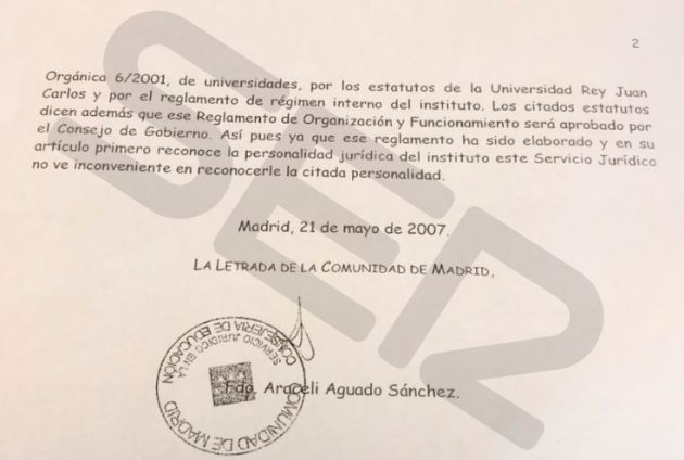 Segundo informe de los servicios jurídicos de la Comunidad de Madrid que reconoce la personalidad jurídica del IDP Segundo informe de los servicios jurídicos de la Comunidad de Madrid que reconoce la personalidad jurídica del IDP