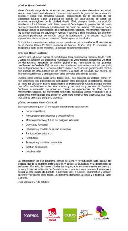 Elecciones. Confluencia.: Hacia la candidatura única Elecciones. Confluencia.: Hacia la candidatura única
