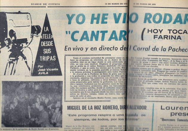 Reportaje sobre el programa 'Cantares' de TVE publicado en 'Diaro de Cuenca'. Reportaje sobre el programa 'Cantares' de TVE publicado en 'Diaro de Cuenca'.