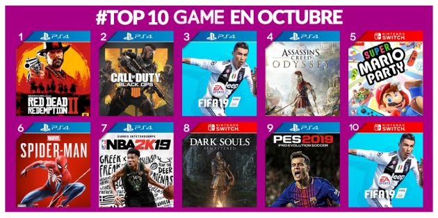 Los juegos más vendidos de octubre de 2018 Los juegos más vendidos de octubre de 2018