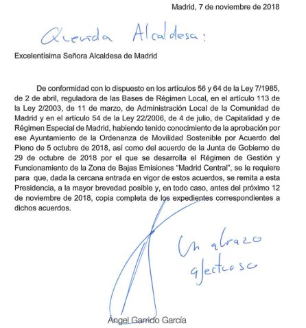 Garrido da un ultimatum a Carmena para no llevar Madrid Central a los tribunales: Garrido da un ultimátum a Carmena para no ir a los tribunales Garrido da un ultimatum a Carmena para no llevar Madrid Central a los tribunales: Garrido da un ultimátum a Carmena para no ir a los tribunales