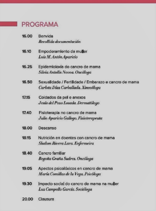 A Coruña: Clausura de las jornadas sobre empoderamiento de la mujer con cáncer de mama A Coruña: Clausura de las jornadas sobre empoderamiento de la mujer con cáncer de mama
