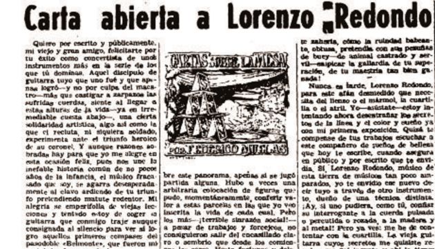 Carta abierta de Federico Muelas a Lorenzo Redondo. Carta abierta de Federico Muelas a Lorenzo Redondo.