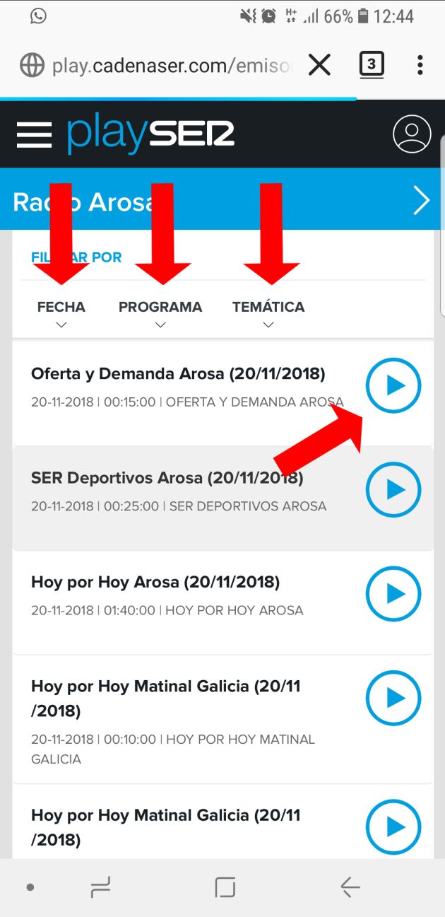 Aquí podes escoitar os audios, ou buscar o que desexes con filtro de data, temática ou tipo de programa Aquí podes escoitar os audios, ou buscar o que desexes con filtro de data, temática ou tipo de programa