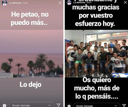Los dos mensajes que mostraba el técnico en su cuenta de Instagram tras el partido. Los dos mensajes que mostraba el técnico en su cuenta de Instagram tras el partido.