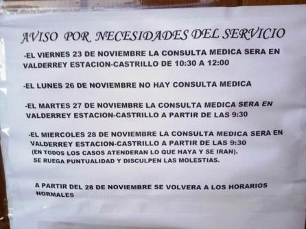 Información de la prestación sanitaria en el municipio de Valderrey Información de la prestación sanitaria en el municipio de Valderrey
