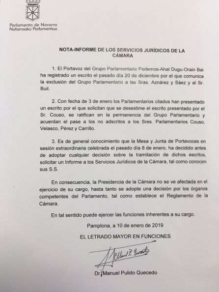 Orain Bai habla de la "expresidenta" Aznárez Orain Bai habla de la "expresidenta" Aznárez