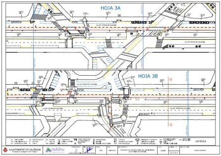 Plano del tramo del carril bici de Reino de Valencia en la intersección con Císcar Plano del tramo del carril bici de Reino de Valencia en la intersección con Císcar