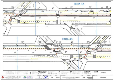 Plano del tramo del carril bici de Reino de Valencia en la intersección con Burriana Plano del tramo del carril bici de Reino de Valencia en la intersección con Burriana