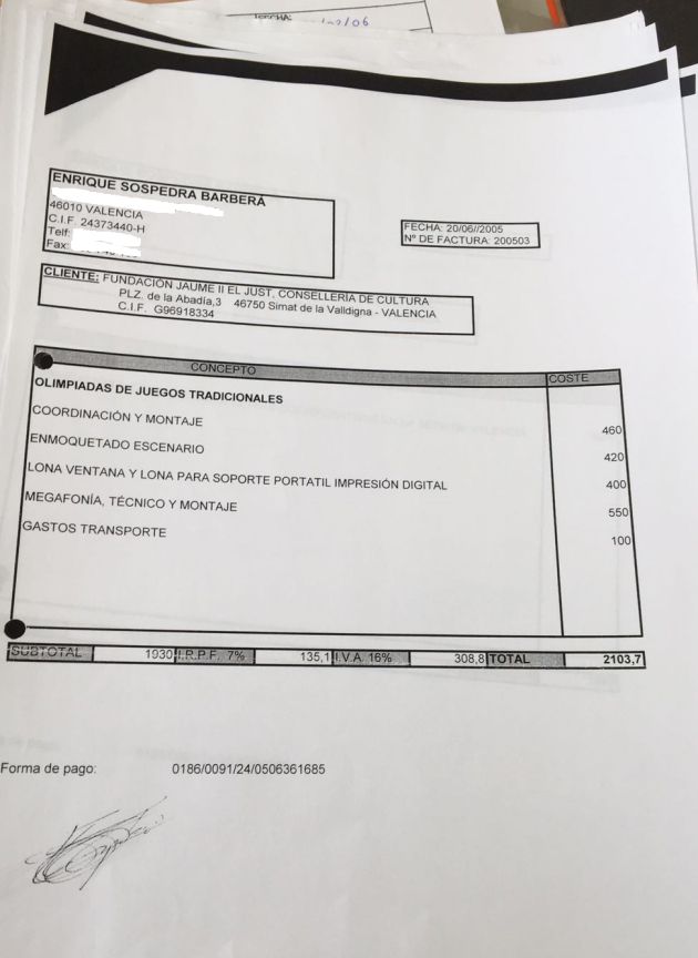 Detalle de una las facturas Detalle de una las facturas