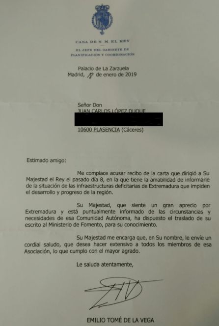 La respuesta de Casa Real a la carta remitida por la Plataforma Milana Bonita La respuesta de Casa Real a la carta remitida por la Plataforma Milana Bonita