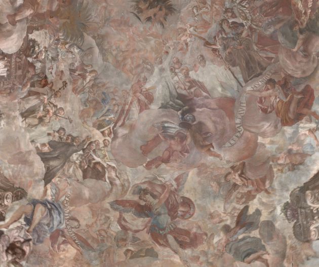 Imagen de uno de los frescos de Palomino en la Iglesia de los Santos Juanes Imagen de uno de los frescos de Palomino en la Iglesia de los Santos Juanes