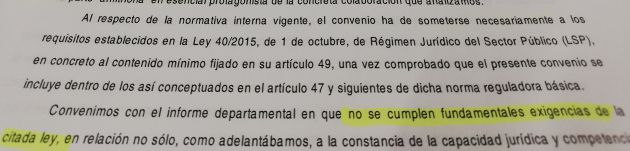 Extracto del informe de legalidad del departamento de Gobernanza Pública y Autogobierno Extracto del informe de legalidad del departamento de Gobernanza Pública y Autogobierno