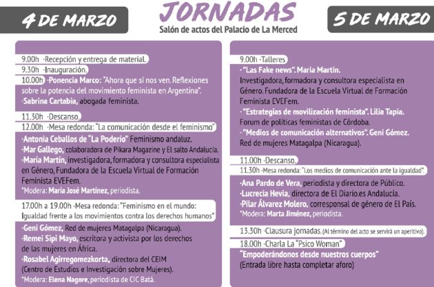 Programa de las jornadas 'En femenino plural'. Programa de las jornadas 'En femenino plural'.