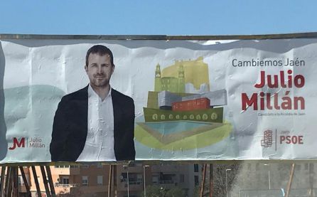 Cartel publicitario de Julio Millán en el barrio del Bulevar. Cartel publicitario de Julio Millán en el barrio del Bulevar.