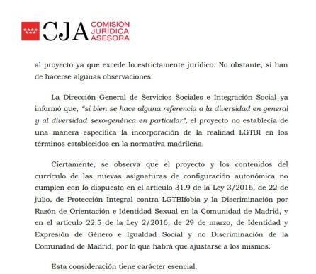 Extracto del informe de la Comisión Jurídica Asesora de la Comunidad de Madrid Extracto del informe de la Comisión Jurídica Asesora de la Comunidad de Madrid