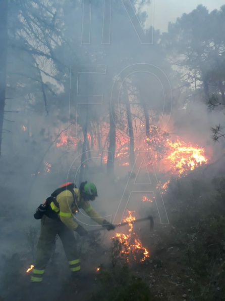 Un especialista realiza tareas de extinción en el incendio forestal de Iznatoraf Un especialista realiza tareas de extinción en el incendio forestal de Iznatoraf