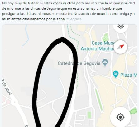 Tweet denunciando el acoso en El Pinarillo Tweet denunciando el acoso en El Pinarillo