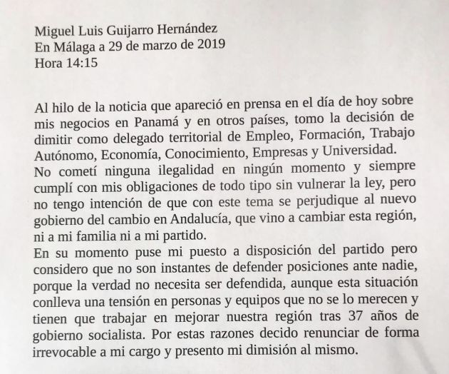 Papeles en Panamá: Dimite el delegado de Empleo por sus sociedades pantalla en Panamá Papeles en Panamá: Dimite el delegado de Empleo por sus sociedades pantalla en Panamá