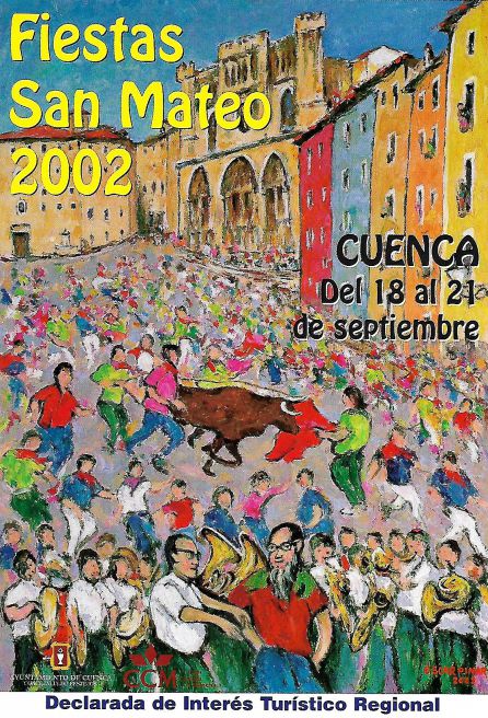 Cartel de Óscar Pinar para las fiestas de San Mateo de 2002. Cartel de Óscar Pinar para las fiestas de San Mateo de 2002.