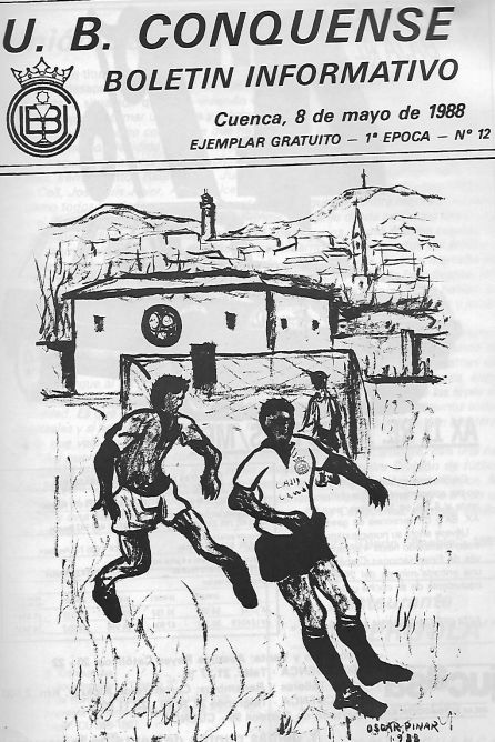 Ilustración de Óscar Pinar para el boletín de la UB Conquense en 1988. Ilustración de Óscar Pinar para el boletín de la UB Conquense en 1988.