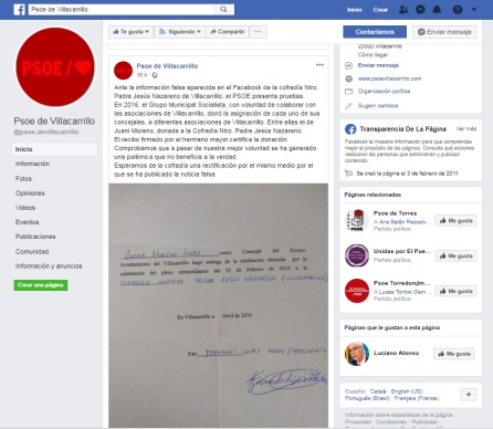El Psoe lanza en sus redes sociales un comunicado para responder a las críticas lanzadas desde las redes sociales de la cofradía del Nazareno y que estaban originando polémica en contra de este partido político. El Psoe lanza en sus redes sociales un comunicado para responder a las críticas lanzadas desde las redes sociales de la cofradía del Nazareno y que estaban originando polémica en contra de este partido político.
