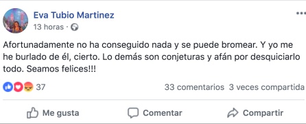 Eva Tubío: "Es una broma, no pretendía ofender a nadie" Eva Tubío: "Es una broma, no pretendía ofender a nadie"