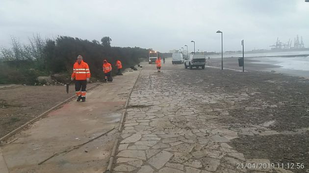 Trabajos de limpieza tras el temporal en las playas del sur de Valencia Trabajos de limpieza tras el temporal en las playas del sur de Valencia