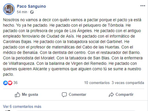 Sanguino esquiva la presión de Compromís y Podemos y evita hablar de pactos Sanguino esquiva la presión de Compromís y Podemos y evita hablar de pactos