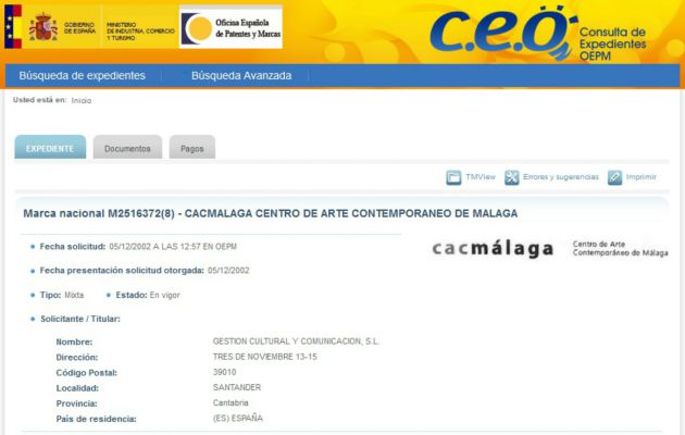 La marca CAC Málaga sigue sin ser del ayuntamiento: La marca CAC Málaga sigue sin ser del ayuntamiento La marca CAC Málaga sigue sin ser del ayuntamiento: La marca CAC Málaga sigue sin ser del ayuntamiento