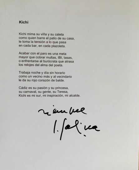 Soneto dedicado por Sabina a 'Kichi' Soneto dedicado por Sabina a 'Kichi'