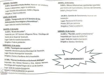 Comienza la XI Semana de las Enfermedades Neurológicas de ADEMTAC Comienza la XI Semana de las Enfermedades Neurológicas de ADEMTAC