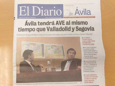 Fotografía de la portada de El Diario de Ávila del 19 de septiembre de 2001 Fotografía de la portada de El Diario de Ávila del 19 de septiembre de 2001