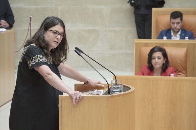 La diputada de Podemos en La Rioja Raquel Romero interviene en la segunda sesión del pleno de investidura. La diputada de Podemos en La Rioja Raquel Romero interviene en la segunda sesión del pleno de investidura.