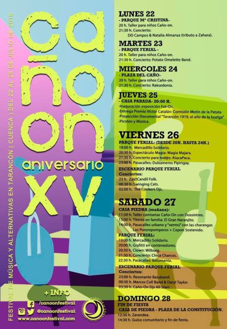El XV Festival Caño On de Tarancón arranca el próximo 22 de julio El XV Festival Caño On de Tarancón arranca el próximo 22 de julio