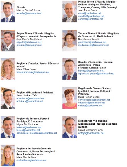 Equipo de gobierno de Sant Antoni al completo Equipo de gobierno de Sant Antoni al completo