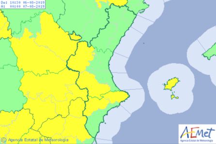 El interior de Valencia y el norte de Alicante está este martes en alerta amarilla por altas temperaturas El interior de Valencia y el norte de Alicante está este martes en alerta amarilla por altas temperaturas