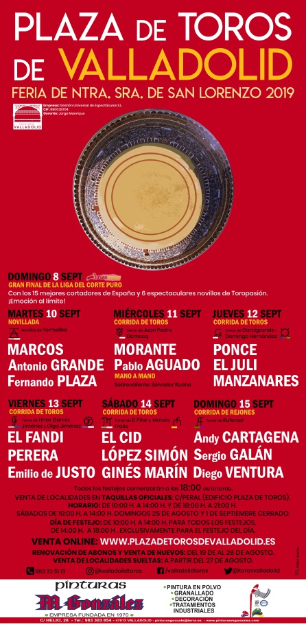 TOROS VALLADOLID 2019: Valladolid reestructura la feria taurina tras la baja de Roca Rey TOROS VALLADOLID 2019: Valladolid reestructura la feria taurina tras la baja de Roca Rey