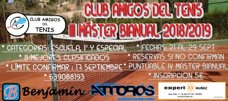 El Amigos del Tenis de Elda prepara su III Máster Bianual El Amigos del Tenis de Elda prepara su III Máster Bianual
