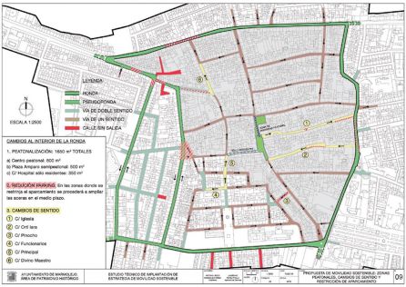 Plano del proyecto de peatonalización del casco histórico de Marmolejo. Plano del proyecto de peatonalización del casco histórico de Marmolejo.