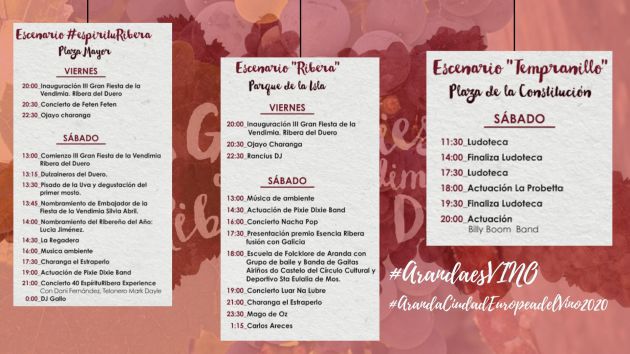 Agenda de actos de la III Fiesta de la Vendimia de la DO Ribera del Duero Agenda de actos de la III Fiesta de la Vendimia de la DO Ribera del Duero