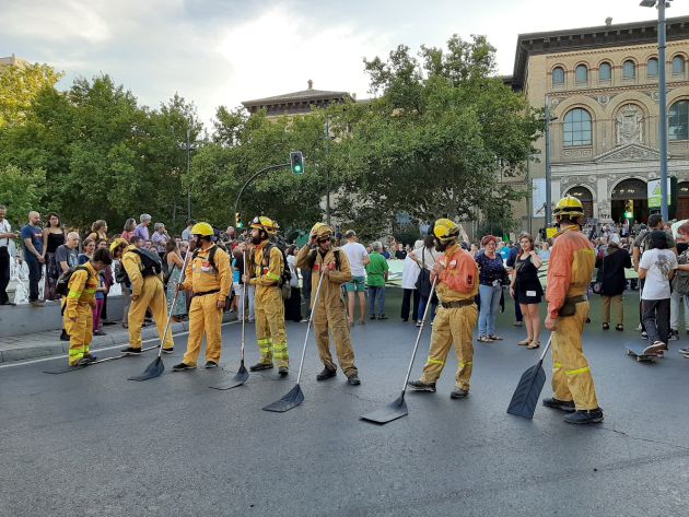 Cuadrilla de forestales, en la manifestación Cuadrilla de forestales, en la manifestación