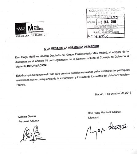 Más Madrid pide al gobierno de Ayuso que aclare el riesgo real de la "quema de parroquias" Más Madrid pide al gobierno de Ayuso que aclare el riesgo real de la "quema de parroquias"