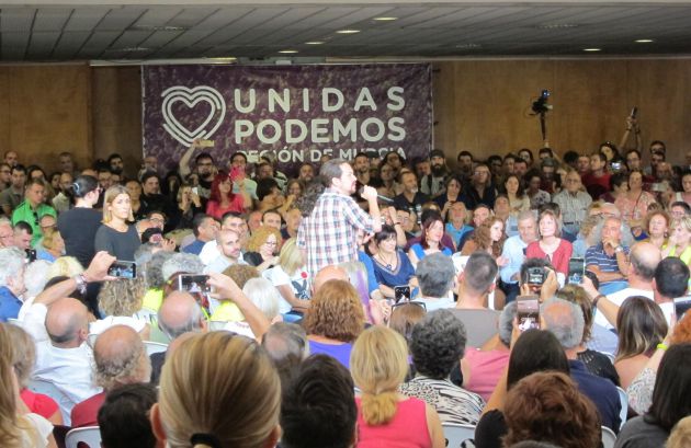 Pablo Iglesias durante el acto celebrado en el autitorio Victor Villegas (Murcia) Pablo Iglesias durante el acto celebrado en el autitorio Victor Villegas (Murcia)